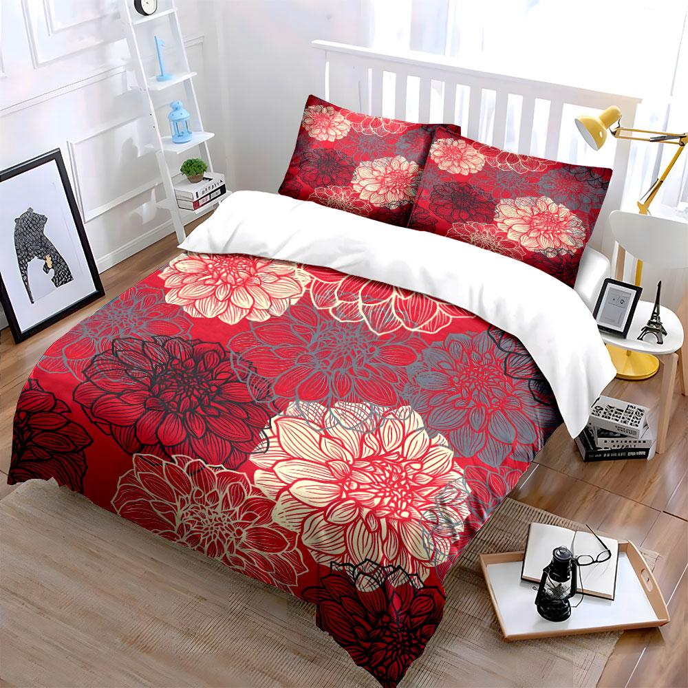 Floral Pattern Three-Piece Set For Decoration  Kid'S And Adults' Bedroom Decor, Exquisite Three-Piece Bedding Set Gift