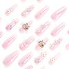 Sweet Pink Glitter Butterfly Press-On Nails with Floral Design