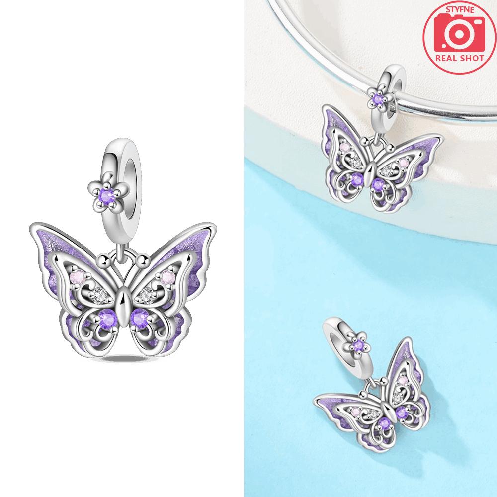 

Оригинальная медно-розовая кисточка-подвеска в виде бабочки, украшение-бант, светящиеся фиолетовые бусины, подходит для браслета, женские украшения, аксессуар для DIY