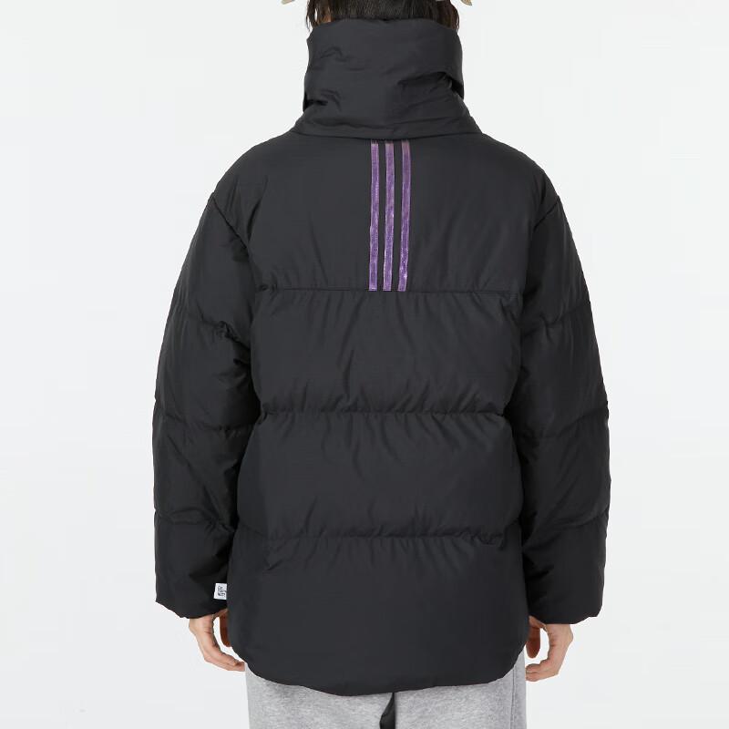 Adidas Neo Logo Print Zip-Up Collar Down Jacket Women Outerwear Black HN2443