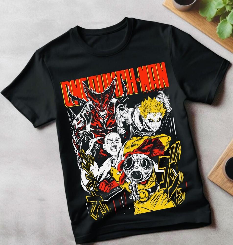 

One Punch Man T-shirt Saitama VS Garou Anime Anime Vintage Manga Shirt gifts 4XL