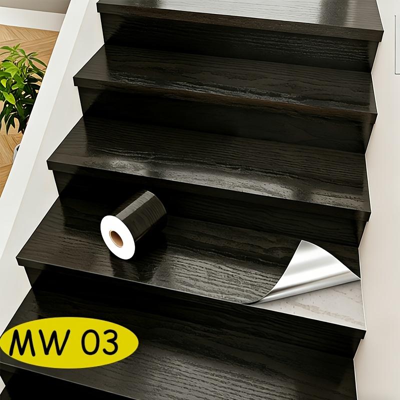 Wood Grain Self-adhesive PVC Waterproof Wallpaper,Staircase Renovation, Self-adhesive Wood Flooring, Tile Flooring, Marble Flooring, Home Decoration 30cm*1m чёрный