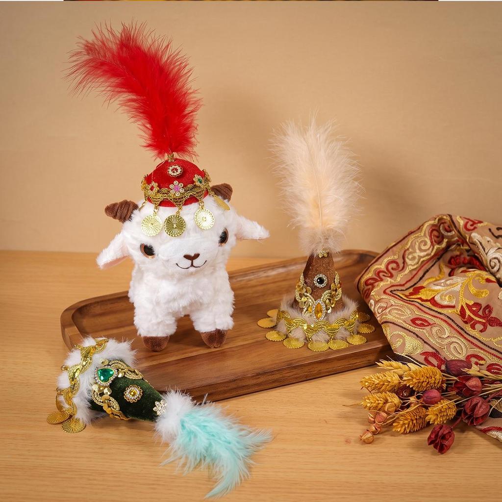 Xinjiang Lamb Hat: Rhinestone-Inlaid Triangle Cartoon Ethnic-Style Accessory for Tourism Wear