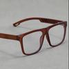 Retro Japanese-Style Myopia Glasses: Bamboo-Style Legs, Square Frame, Anti-Blue Light, Unisex Fit for Large Faces