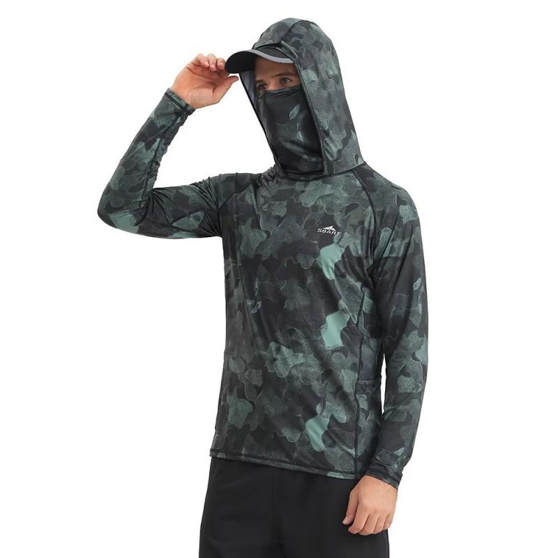 Mens UV Protection Quick Dry Cycling Jersey Lightweight Breathable Hooded Fishing Outdoor Sport Shirt