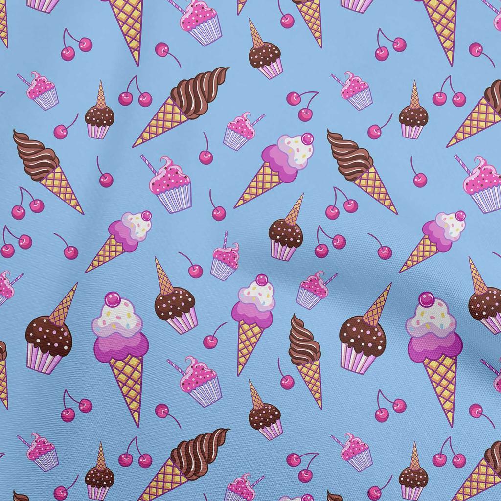 oneOone Cotton Flex Light Blue Fabric Kawai Craft Projects Decor Fabric Printed By The Yard 40 Inch