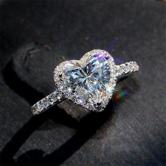 Yousheng Wedding Ring Heart Shape Shiny Rhinestone Creative Lady Circlet for Gift
