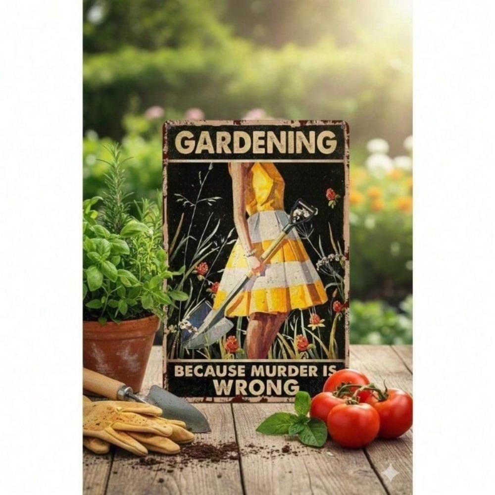 Retro Vintage Metal Garden Sign Humorous Wall Decor for Shed Outdoor