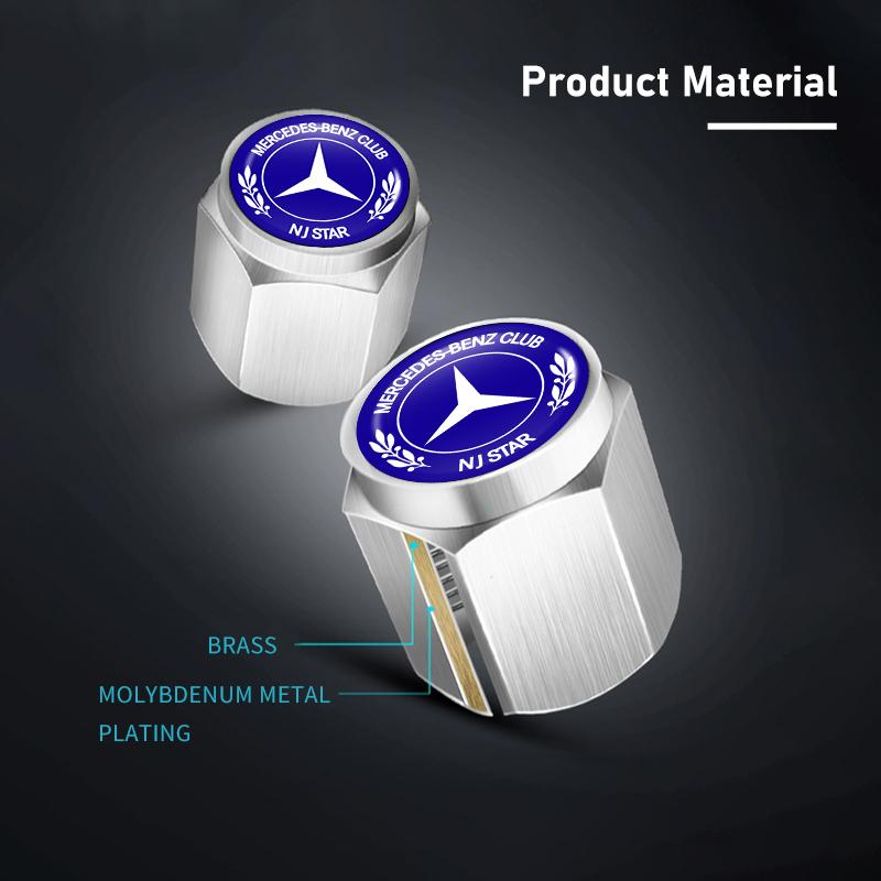 GLC GLB 5pcs Car Wheel Tire Valve Protection Cap Theftproof Tyre Stem For Mercedes Benz C180 C300 W124 W176 W177 C200 C260 GLC