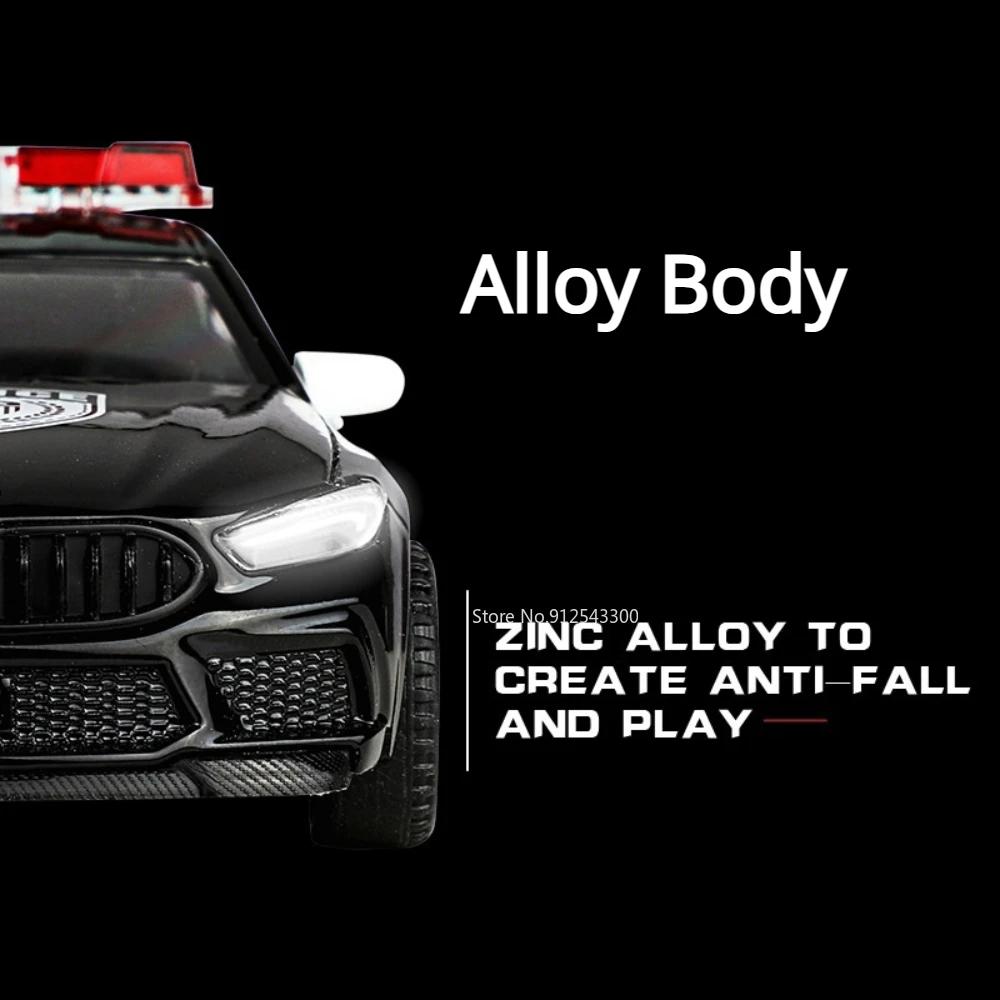 1:32 M8 Car Model Toy With 2 Doors Openable Music Light Pull Back Police Cars Diecasting Alloy Toys Collection For Kids Presents