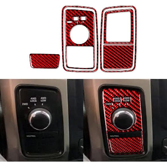 Red Carbon Fiber Dashboard trument Speedometer Tachometer Frame Panel Cover Car Interior Compatible with Dodge Ram 1500/2500/3500 2013 2014 2015 2016