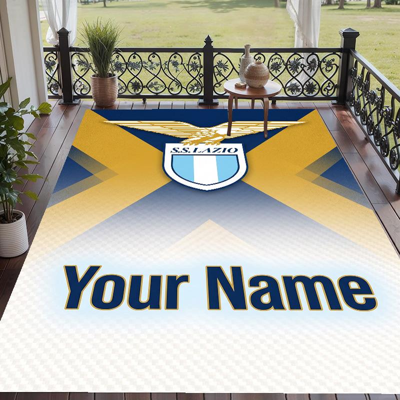 Custom Text Printed Rug Lazio FC Non Slip Floor Carpet For Home Room Decor