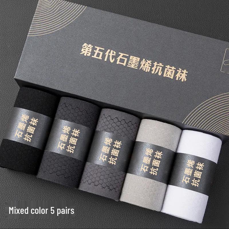 

Мужские осенне-зимние антибактериальные хлопковые деловые носки пятого поколения с графеном и защитой от запаха One Size