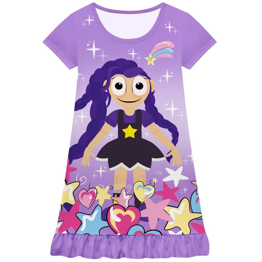 Kids Girls Lily Lovebraids Cartoon Print Short Sleeves Dress 100cm фиолетовый