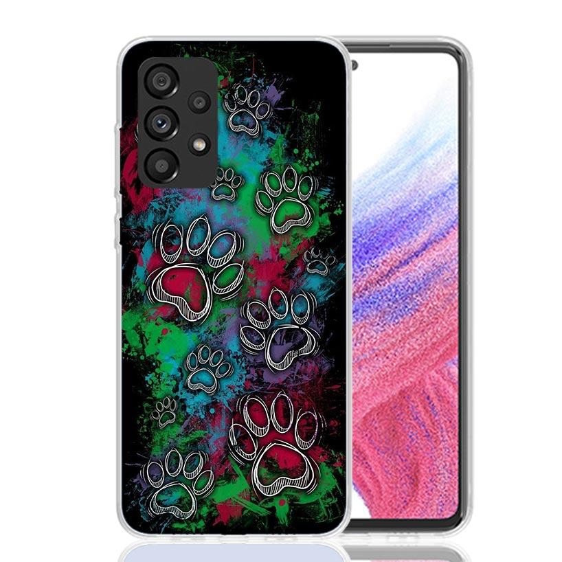 Dog Footprint Paw Cute Case Phone Cover for Samsung Galaxy A16 A15 A14 A13 A56 A55 A54 A53 A36 A35 A34 A33 A26 A25 A24 A23 A05S