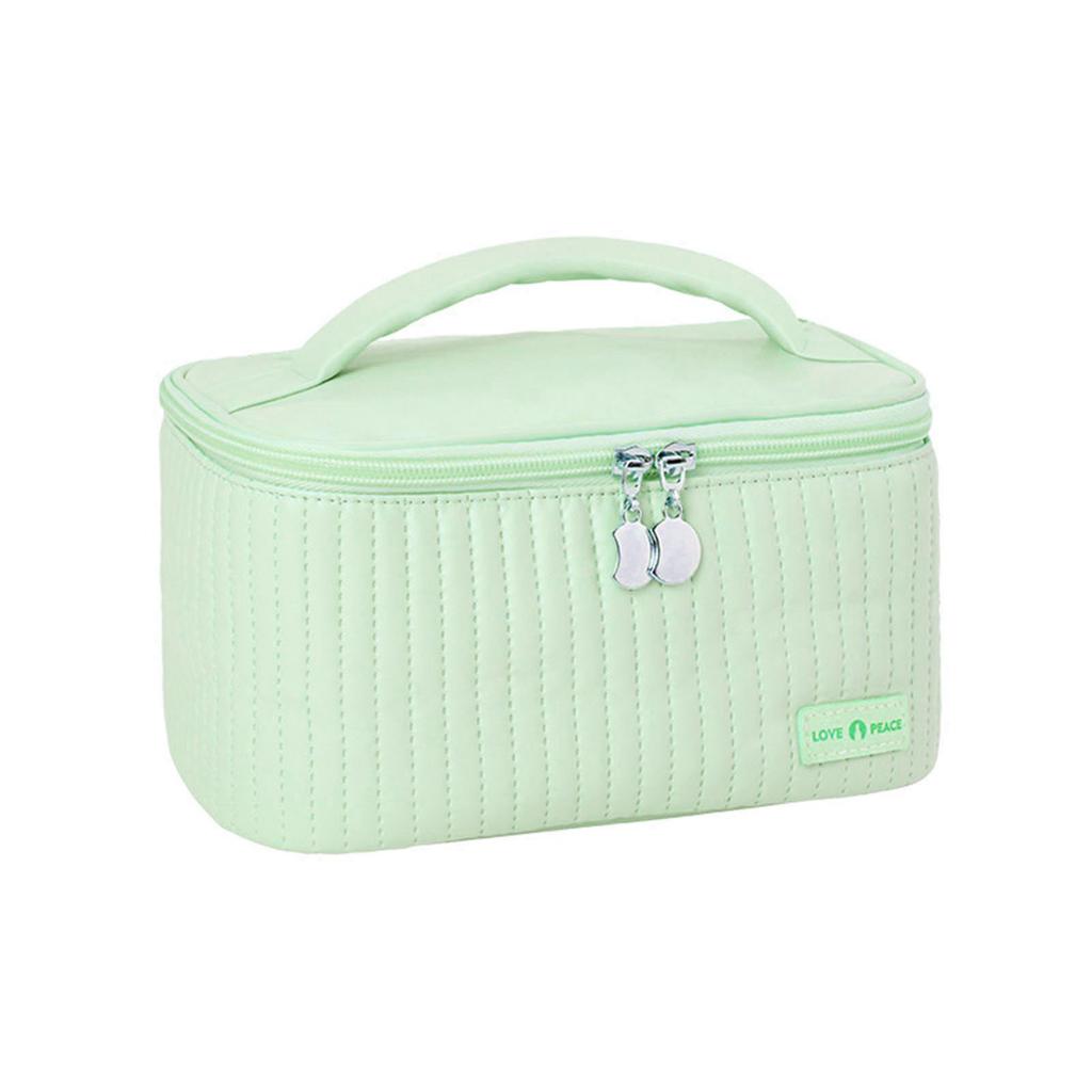 PU Coperchio Apribile Forma Torta Borsa Trucco Borsa Porta Cosmetici Colore Tenue Portatile Borsa Trucco Verde Chiaro