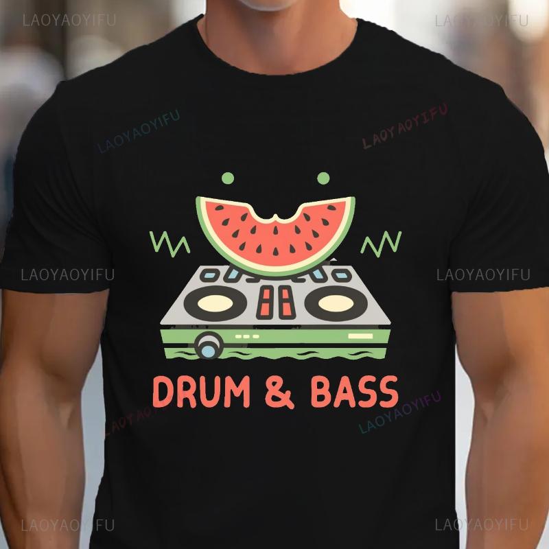 

Watermelon & Drum Bass Graphic Print T-shirt for Summer Trendy Casual Short Sleeve for Outdoor Sports Tees Anime Tshirt M