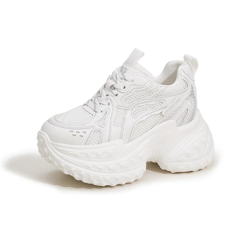 Daddy shoes women's new 2025 spring and summer versatile muffin thick-soled hollow mesh sandals small inner height-increasing women's shoes