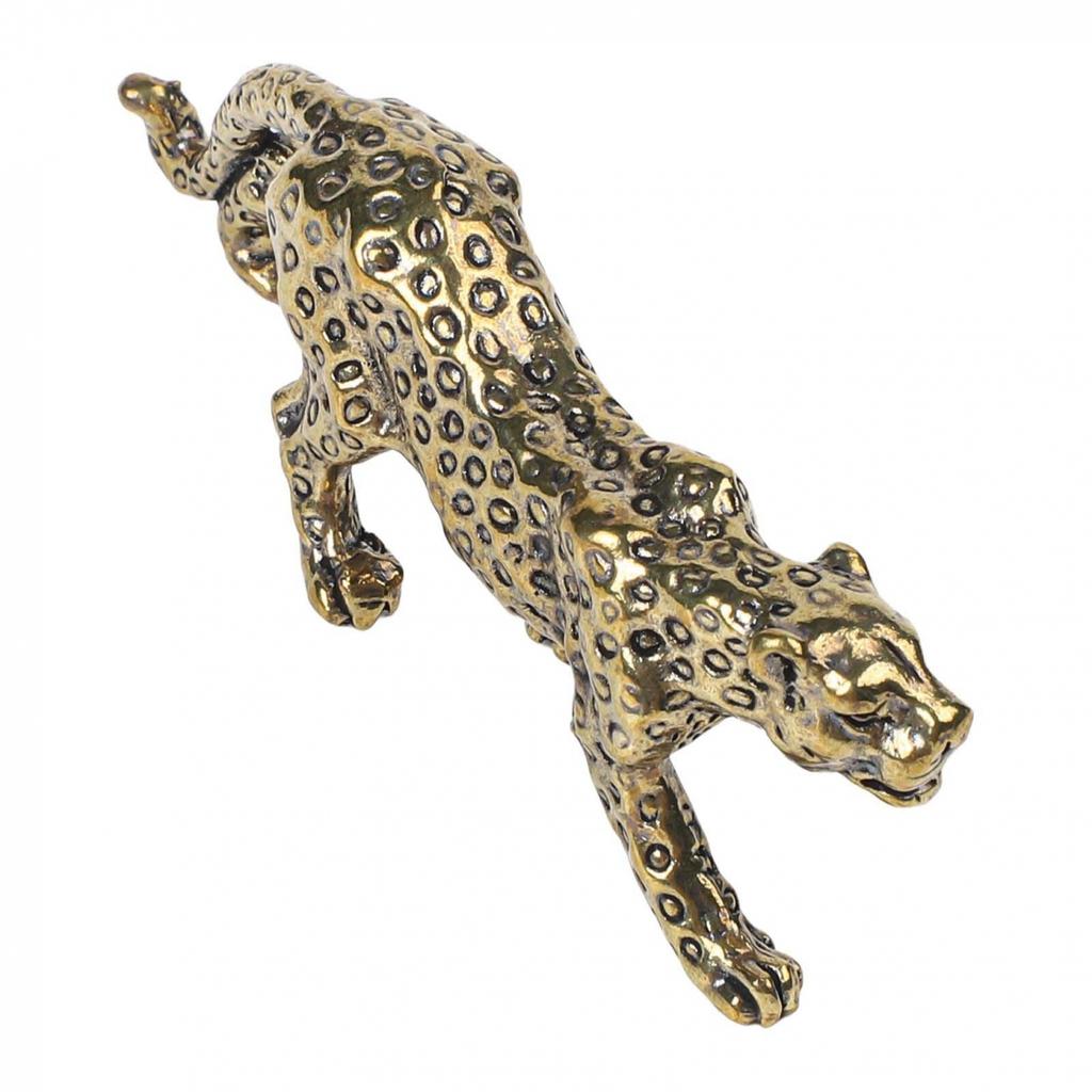 Viel Glück Figur Tierdekor Skulptur Messing Leopard Statue Kompakte Größe