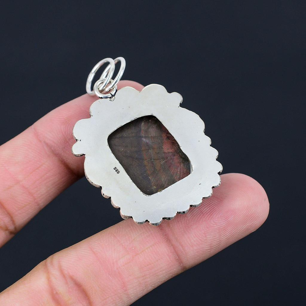 Natural Iron Tiger Eye Gemstone Pendant 925 Sterling Silver Jewelry For Girls
