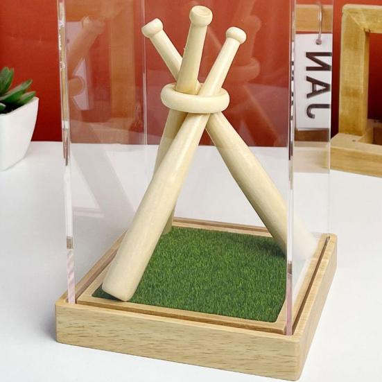 Baseball Display Case Transparent Acrylic Box with Wood Stand Dust-proof Display Box for Collectibles Autographed Baseballs