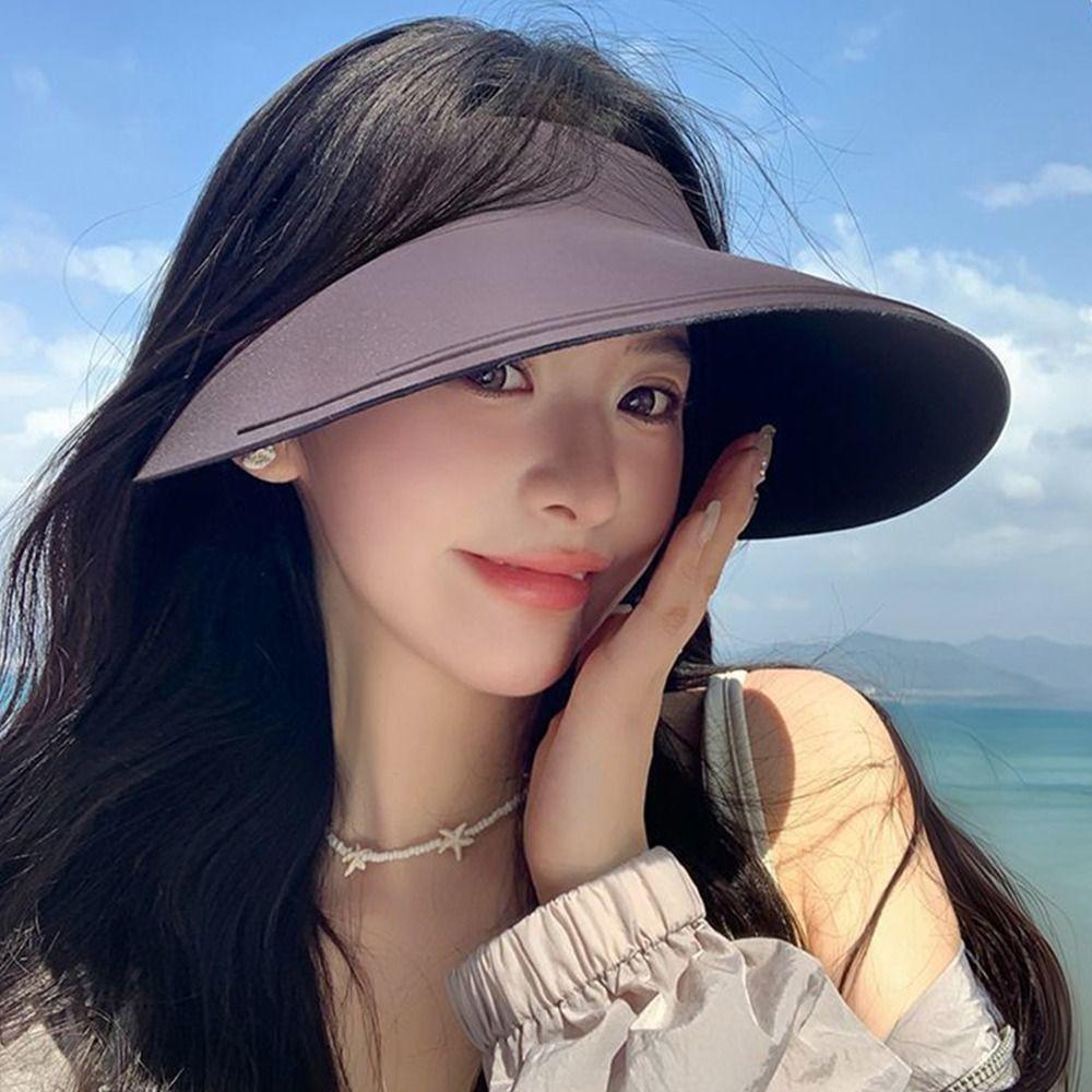 Large Brim Seamless Visor Cap Breathable Beach Cap Sun Protection Traceless Sun Hat  Holiday