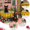 Schwarze Katze in gelber Badewanne Duschvorhang Blumengarten Lustige Katze Familie Haustier Niedliches Tierdesign Badezimmer Polyestervorhänge S