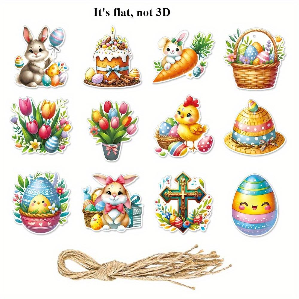 

12pcs Easter Paper Decorations,Easter Eggs Gift Tags and Labels,Festive Party Atmosphere Decorations and Props,For Potted Plants as show