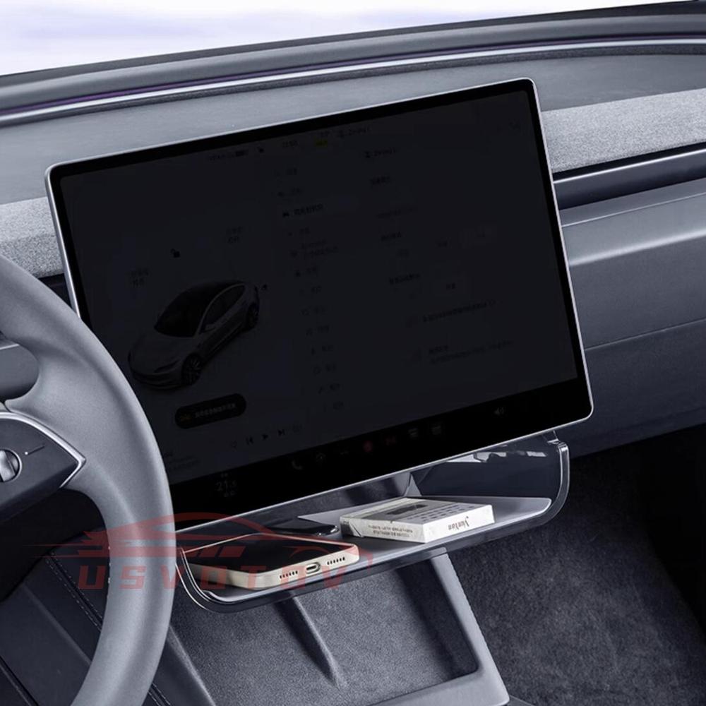 Under Screen Storage Box For Tesla Model 3 Y Highland Center Console Organizer Tray Dashboard Bins Tissue Phone Holder Accessory
