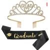 Graduated Satin Sash Glitter Crown For Graduation Party Decoration Photo Booth Props Bachelor Graduated Supplies
