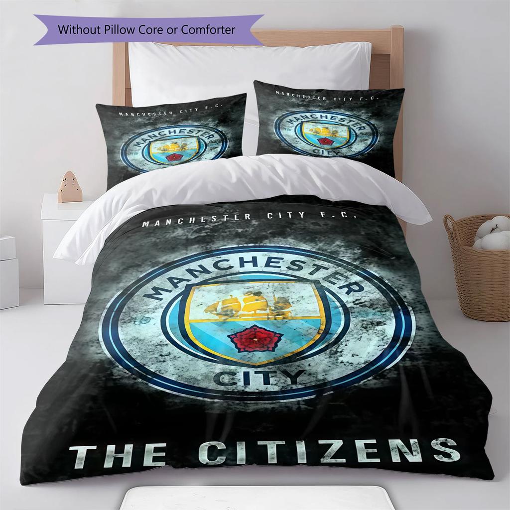Cool MCFC Prints Bedding Quilt Set Quilt Cover Pillowcase Home Decoration Birthday Gift (1 * Duvet Cover + 2 * Pillowcase, Without Core)