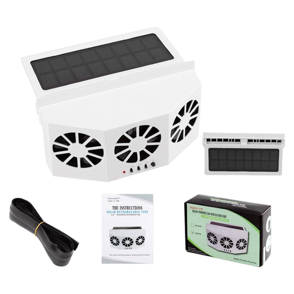 Solar Powered Car Ventilation Fan 3 Cooling Fans,Rechargeable Auto Air Circulation Cooler, Automatic Cooling Car Fan For Vehicle
