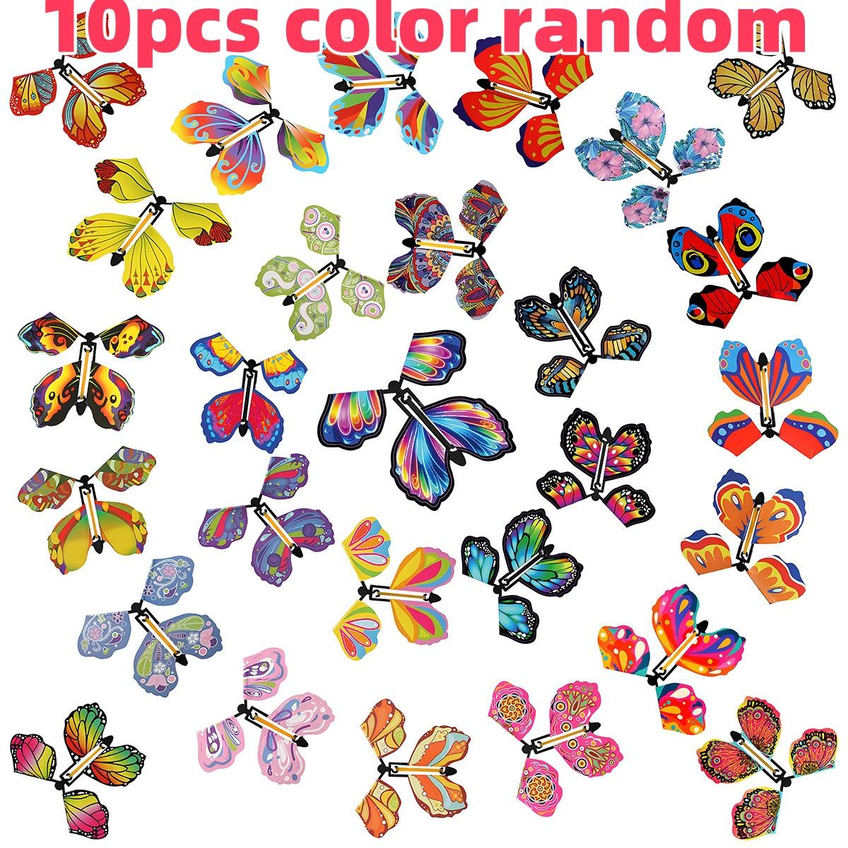 

10Pcs Magic Flying Butterfly Wind Up Toy In The Sky Funny Rubber Band Powered Cards Kids Tricks Props Party Great Surpris Gift