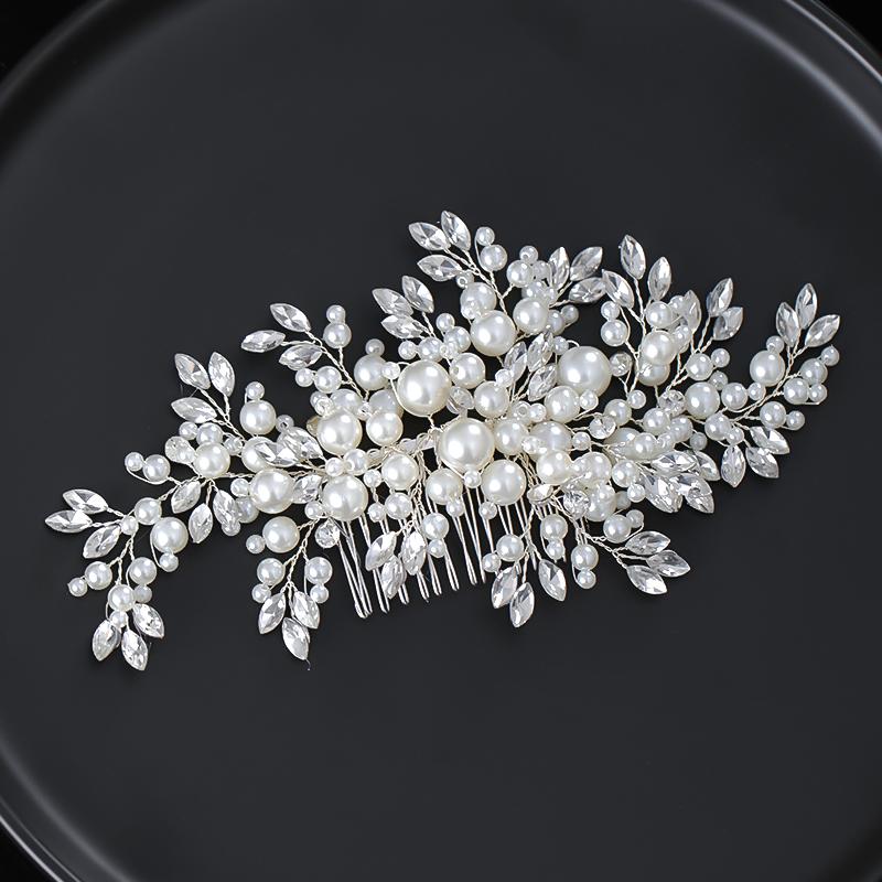 Luxurious Pearl Hair Comb Headband Rhinestone Pearl Hair Accessories For Women Wedding Accessories Tiara Headpiece