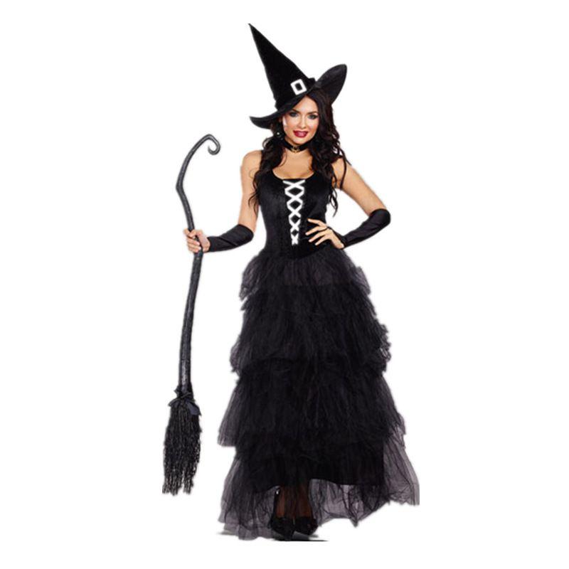 Womens Halloween Outfit Witch Cosplay Enchantress Costume Sleeveless Fancy Dress