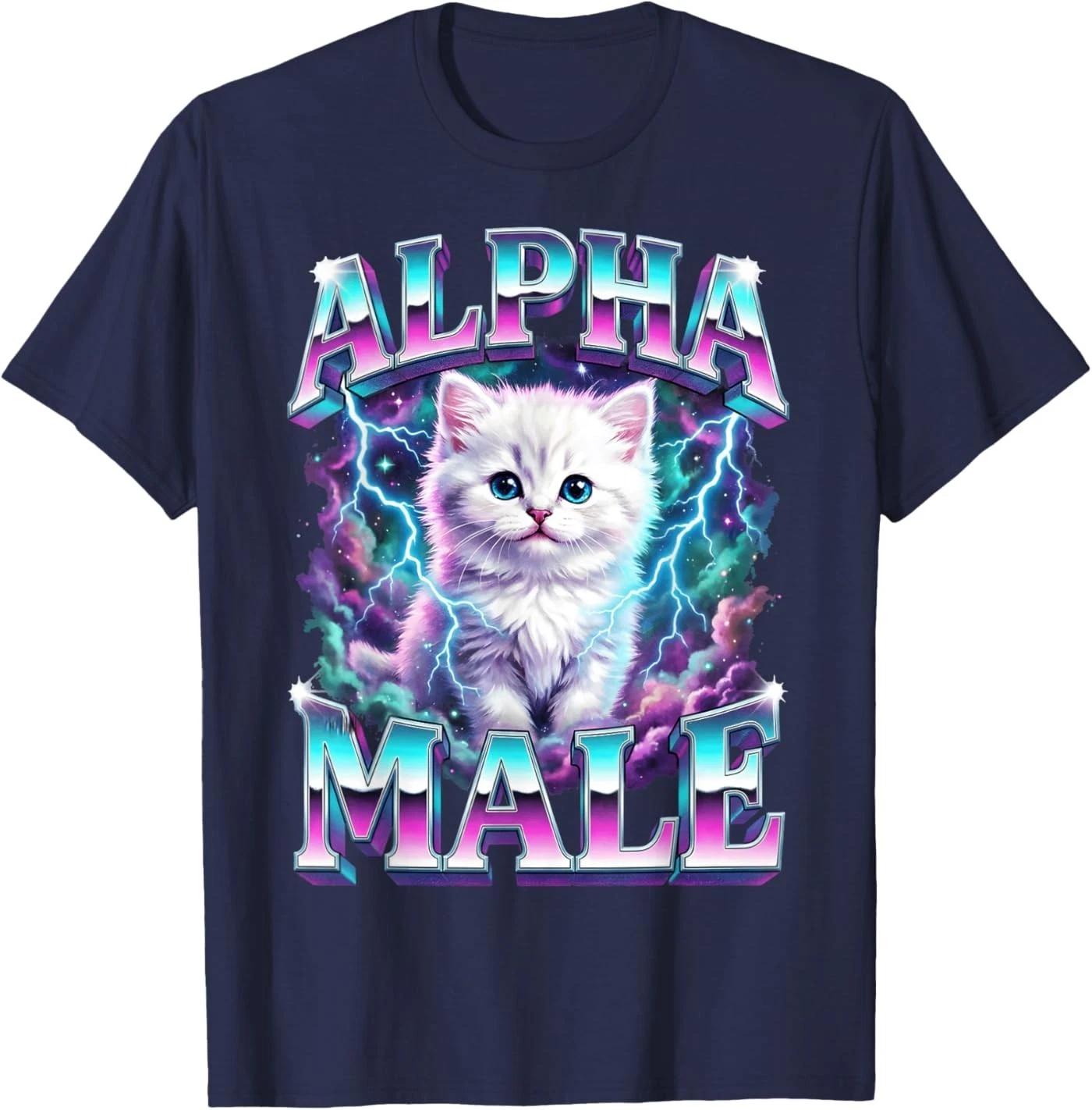 Alpha Male Cat Kitten Funny for Men Women T-Shirt L