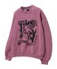 MOZMOZ Terry Brushed Pigment Dancing Cat Oversized Sweatshirt Pink