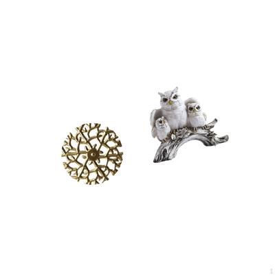 Rustic Iron Wall Art Sculpture with 3D Owl Figurine Statue for Office Living Room Tabletop And