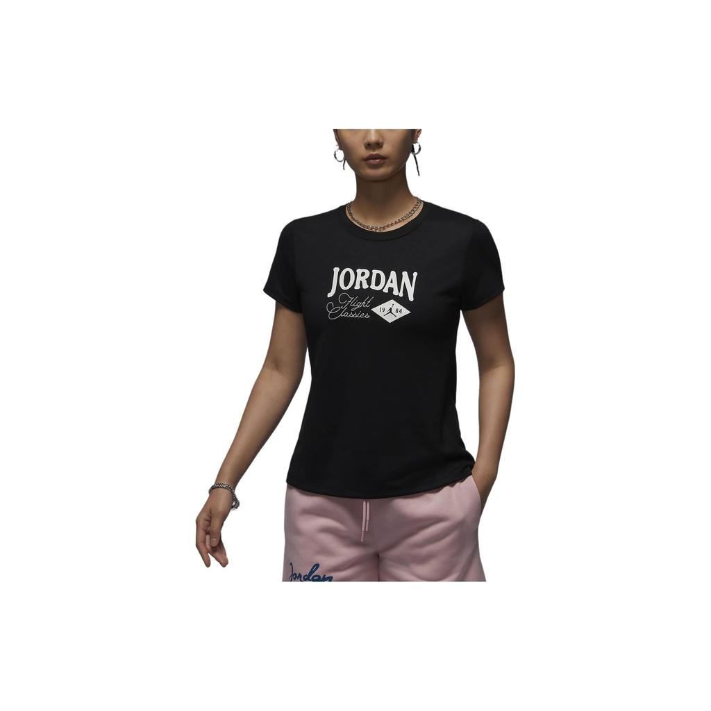 Jordan Letter Print Crew Neck Pullover Casual Short Sleeve T-Shirt Women Tops Black FN5724010