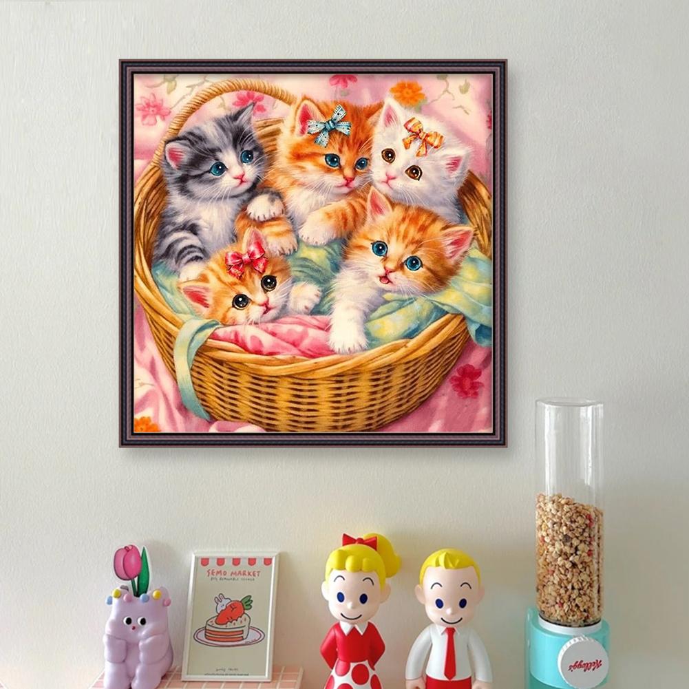 Full Embroidery Eco-cotton Thread 11CT Printed Cat Cross Stitch Kit Art
