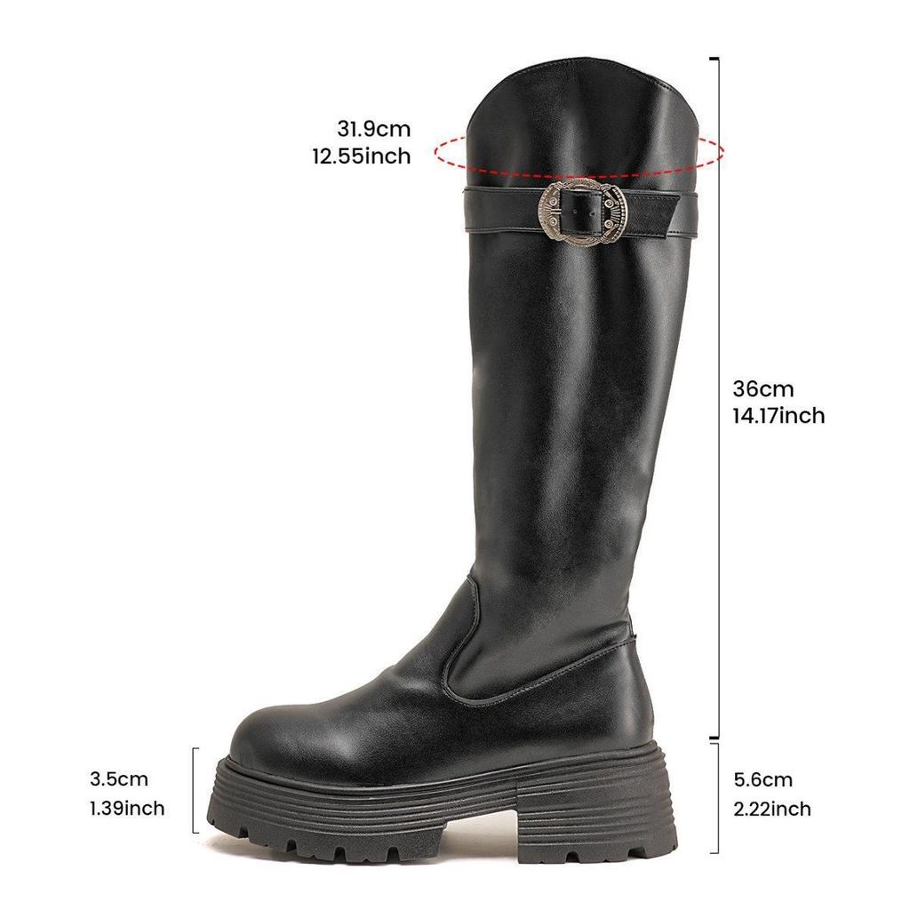 Knight's new women's boots are thin, autumn and winter retro knee-high boots, side zipper, women's round head, thick heel, no bigger than black.