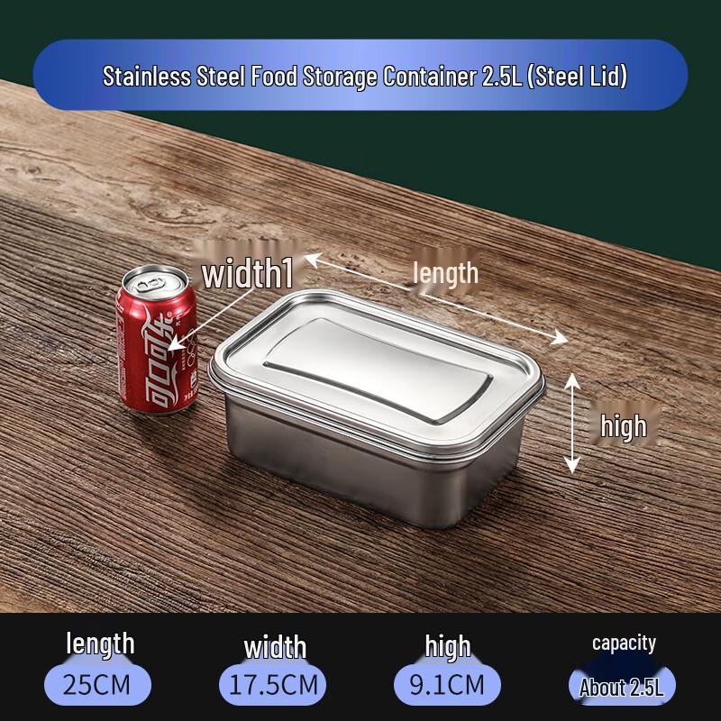 304 Stainless Steel Rectangular Food Storage Container