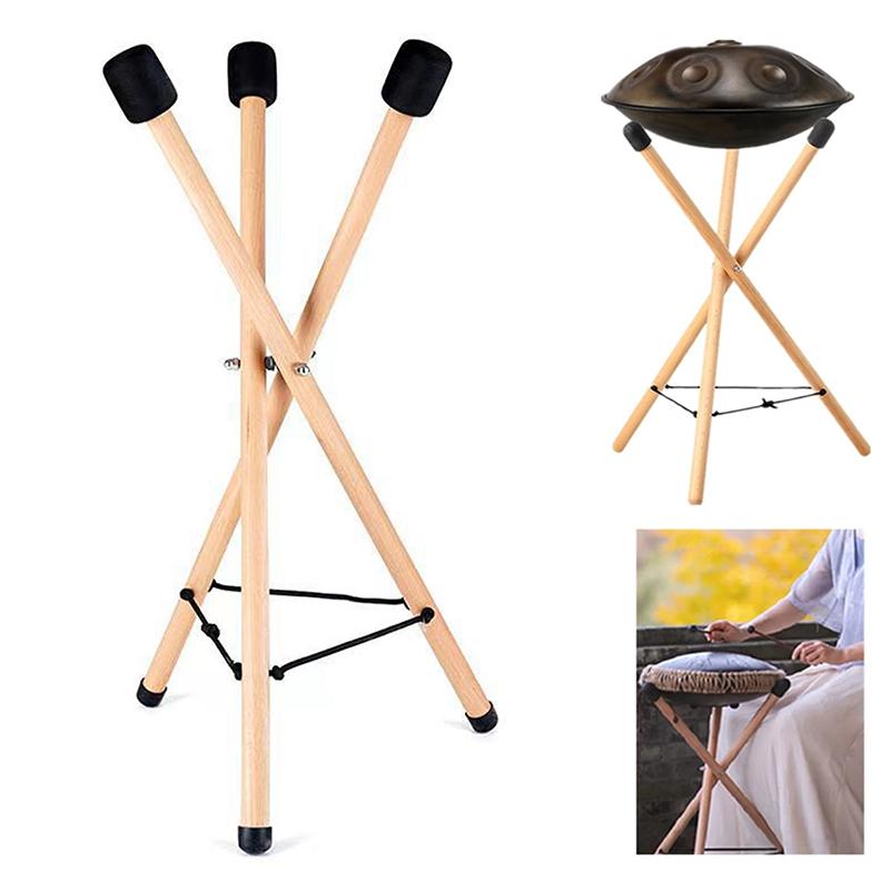 10-15 Percussion Instrument Adjustable Solid Wood Triangle Drum Stand For Steel Tongue & Hand Drums