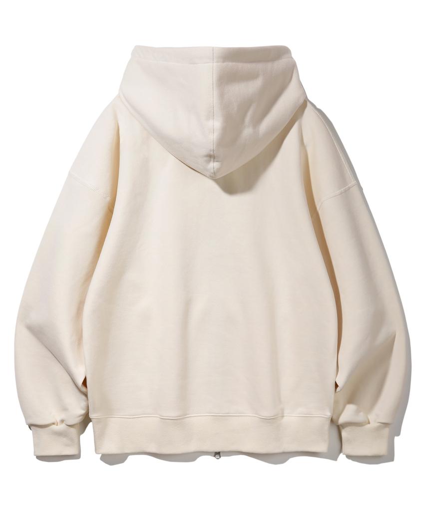 Bakken Color Point Lettering 2-Way Zip-Up Hoodie Bk7984_Cream