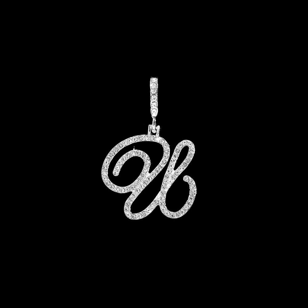 Collana Pendente Lettera Iniziale Z in Corsivo con Zirconi alla Moda per Donna Collana con Cordino Alfabeto in Cristallo Lucido Gioielli Hip Hop