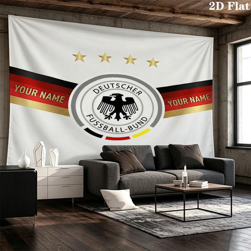Custom Name Deutscher Fußball-BundPrinted Tapestry – Wall Hanging for Bedrooms, Dorms, and Home Decor