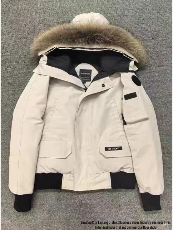 Winter Pure Canada Goose Down Bomber Jacket Putin Style Unisex White Duck Cold-Proof