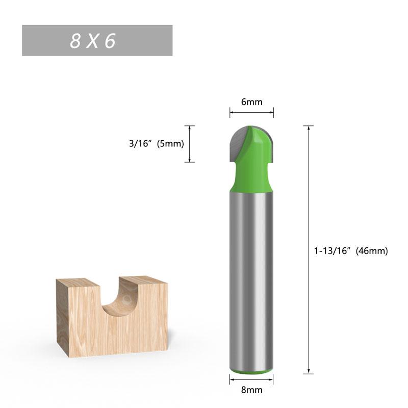 1pc 8mm Shank Ball Nose End Mill Round Nose Cove CNC Milling Bit Radius Core Box Solid Carbide Router Bit Tools