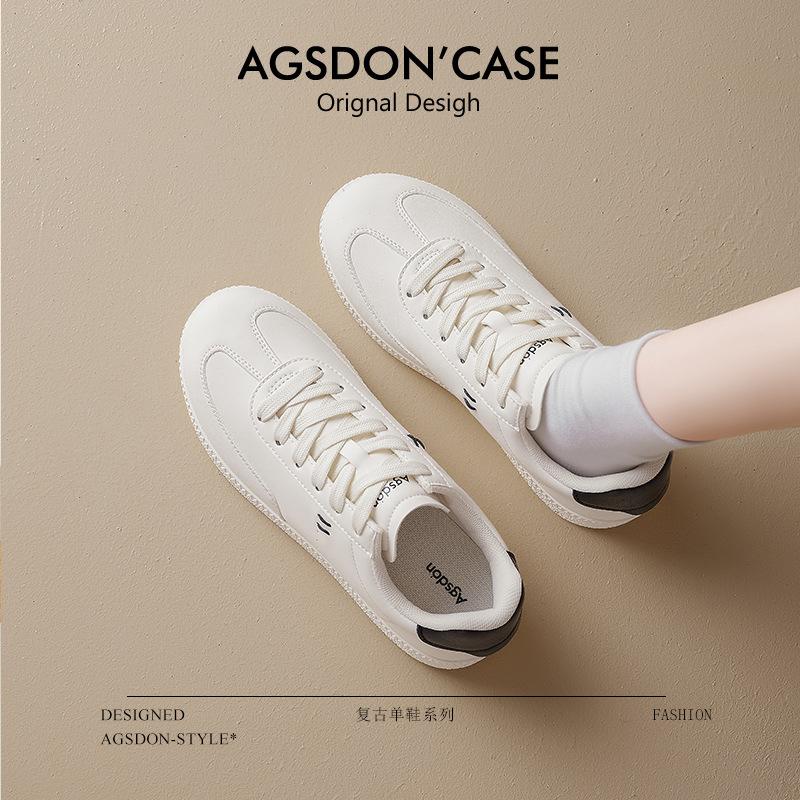 Augustine flat-soled white shoes women's 2025 new autumn college style sports board shoes round head classic German training shoes