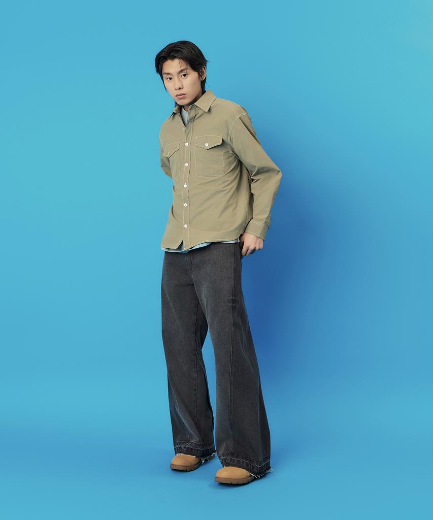 Nontaib Comfy Nylon 2Pk Shirts (Khaki)